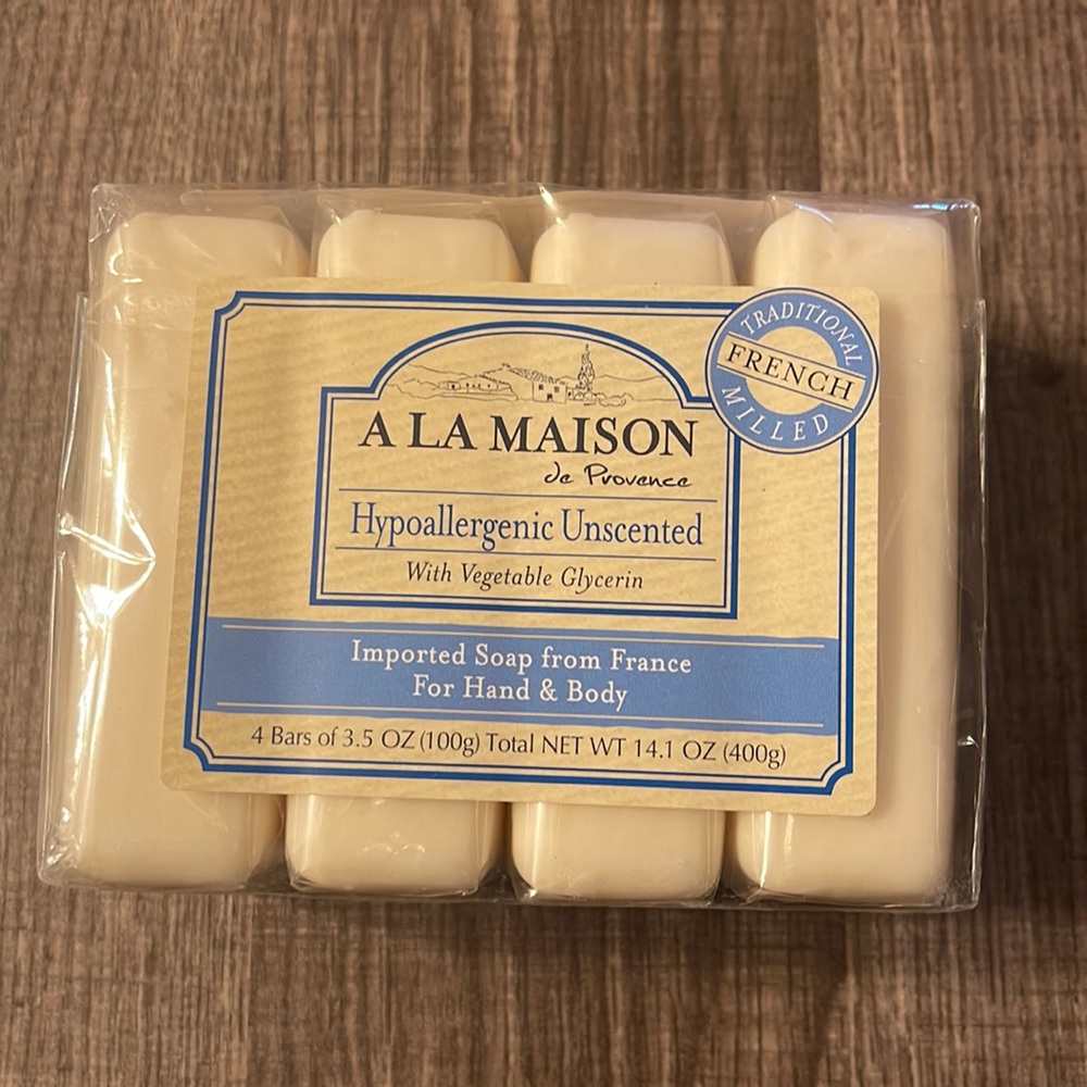 4 Bars of 3.5 oz Hypoallergenic Unscented Soap